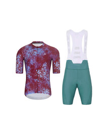 HOLOKOLO Tricoul și pantaloni scurți de ciclism - RUSTLE - albastru/bordo